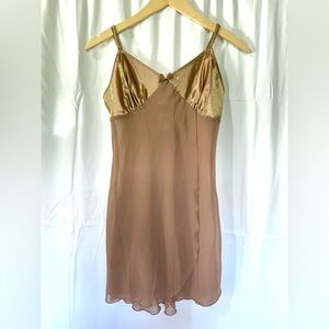 Vintage Y2K Babydoll Gold Blush Women's Medium Slip Dress Sexy Coquette New 90’s